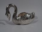 Stately and Elegant Sterling Silver Swan Bowl with Hinged Wings