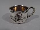 Gorham Sterling Silver Ark Baby Cup with Umbrella-Toting Noah & Naamah