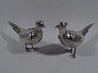 Pair of Antique German Silver Pheasant Spice Boxes