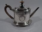 Peter & Ann Bateman Neoclassical Sterling Silver Teapot on Stand 1795