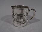 Antique American Art Deco ABC Sterling Silver Baby Cup