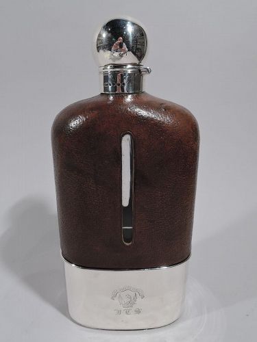 Jumbo Big Game-Era English Sterling Silver Safari Flask 1888