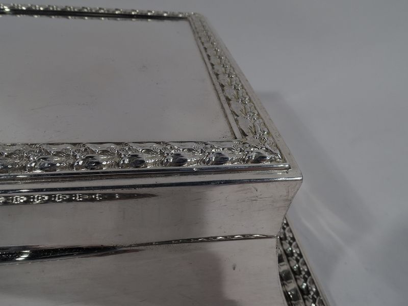 Large Antique English Edwardian Classical Sterling Silver Jewelry Box
