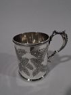 Antique English Victorian Aesthetic Sterling Silver Baby Cup 1877