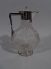 Antique English Victorian Sterling Silver & Cut-Glass Moon Decanter