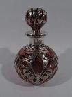 Large Gorham Art Nouveau Red Glass Silver Overlay Cologne