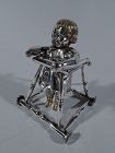 Antique European Silver First-Steps Baby Girl Bobble Head