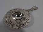 Antique German Silver Tea Strainer with Smoking, Toping Rustics