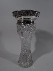 Antique American Brilliant-Cut Glass & Sterling Silver Vase by Gorham