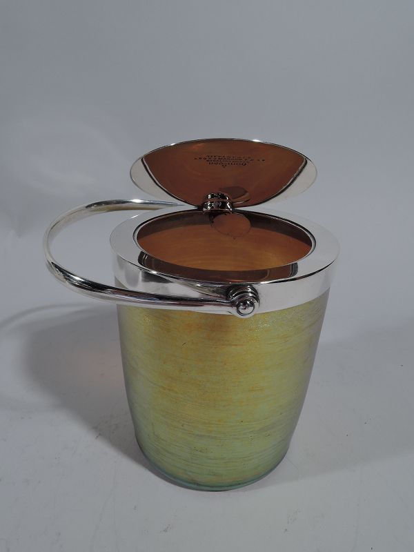 Beautiful Tiffany Art Nouveau Sterling Silver &amp; Favrile Glass Jam Pot