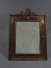 Large French Rococo Gilt Bronze & Pink Guilloche Enamel Picture Frame