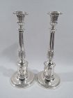 Pair of German Neoclassical Tall Silver Candlesticks Early 19 C