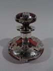 Gorgeous Art Nouveau Red Silver Overlay Perfume by Alvin