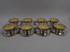 Set of 8 Antique Gorham Bouillon Soup Holders & Lenox Bowls 1919