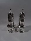 Pair of Large & Heavy English Sterling Silver Sugar Casters 1937