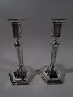 Pair of Tiffany Edwardian Regency Sterling Silver Candlesticks C 1915