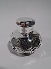 Antique American Art Nouveau Silver Overlay Inkwell