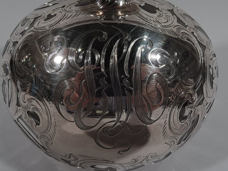 Large Alvin American Art Nouveau Silver Overlay Cologne Bottle