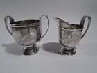 Tiffany Hand Hammered Japonesque Creamer and Sugar in Persian Pattern