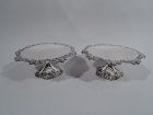 Pair of Antique Tiffany Clover Sterling Silver Compotes