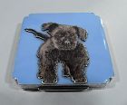 Art Deco Sterling Silver & Enamel Compact with Wiggly, Wiry Terrier