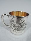 Antique American Art Deco Sterling Silver Children's Parade Baby Cup