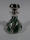 Gorham Small Art Nouveau Green Silver Overlay Perfume