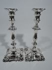 Pair of English Victorian Georgian Sterling Silver Candlesticks 1894