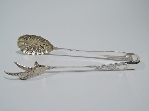 Rare Antique Gorham Hindostanee Sterling Silver Ice Tongs