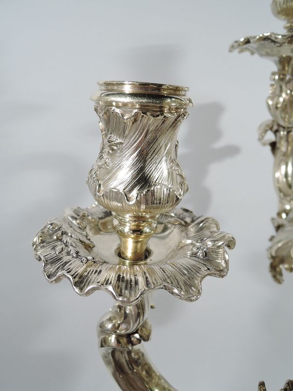 Splendid &amp; Massive French Rococo Silver Gilt 9-Light Candelabra
