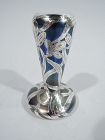 Alvin Austrian Art Nouveau Iridescent Silver Overlay Bud Vase