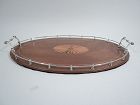 Antique American Edwardian Regency Sterling Silver & Marquetry Tray