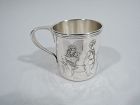Antique Tiffany Sterling Silver Baby Cup with First in Dog Show Motif