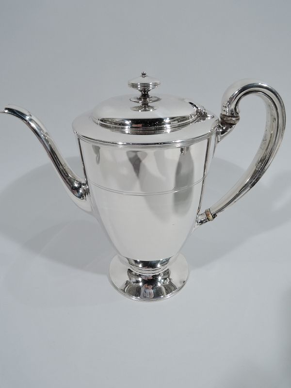 Stylish Tiffany Edwardian Modern Sterling Silver Coffee &amp; Tea Set