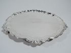 Antique English Georgian Sterling Silver Armorial Piecrust Salver 1747