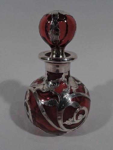 Beautiful Antique Gorham Classical Red Silver Overlay Perfume