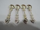 Set of 4 Antique English Victorian Silver Gilt Salt Spoons