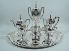 Mt Vernon Pompeiian Sterling Silver 6-Piece Coffee & Tea Set on Tray