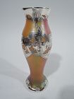 Antique Loetz Art Nouveau Rainbow Silver Overlay Vase