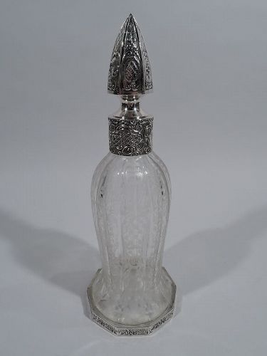 Pretty Antique German Silver and Crystal Decanter C 1910