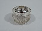 Antique English Edwardian Sterling Silver and Brilliant-Cut Glass Jar