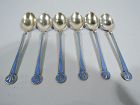 Norwegian Silver Gilt & Enamel Demitasse Spoons by David Andersen