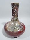 Large Antique Royal Doulton Flambé Vase with Silver Overlay