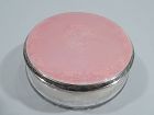 Antique American Sterling Silver & Pink Enamel Powder Jar by Kerr