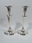Pair of Modern Classical English Sterling Silver Candlesticks 1937