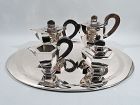 Antique Austrian Art Deco Silver 4-Piece Coffee and Tea Set on Tray