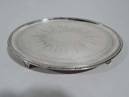 English Georgian Neoclassical Sterling Silver Salver Tray