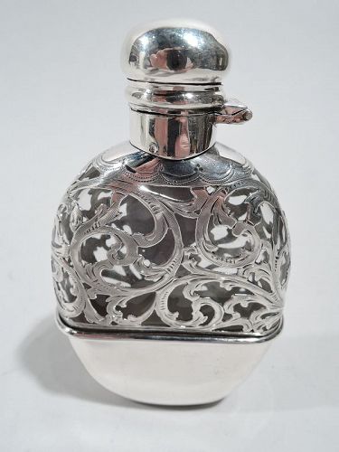 Antique Alvin Art Nouveau Silver Overlay Lady’s Medicinal Flask