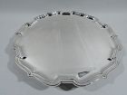 Large & Heavy English Georgian-Style Sterling Silver Salver Tray 1945