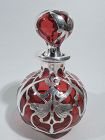 Gorham Art Nouveau Red Silver Overlay Cologne Bottle